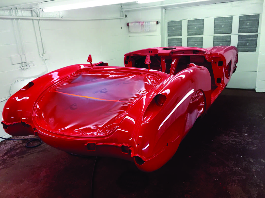 1959 Corvette Restoration - Body masked and painted rear