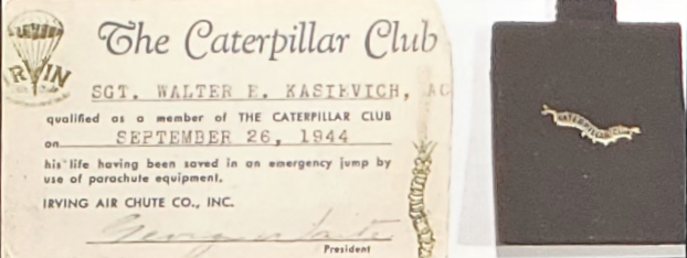 Sergeant Walter E. Kasievich Caterpillar Club Card